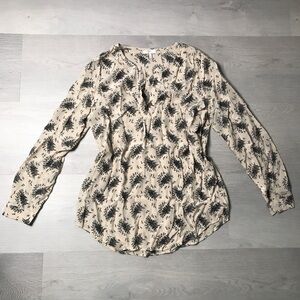 JOIE WOMENS SHIRT 100% SILK LONG SLEEVE FLORAL TOP SMALL